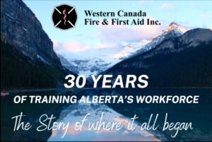 mountain backdrop with text that states 30 years of training Alberta's Workforce